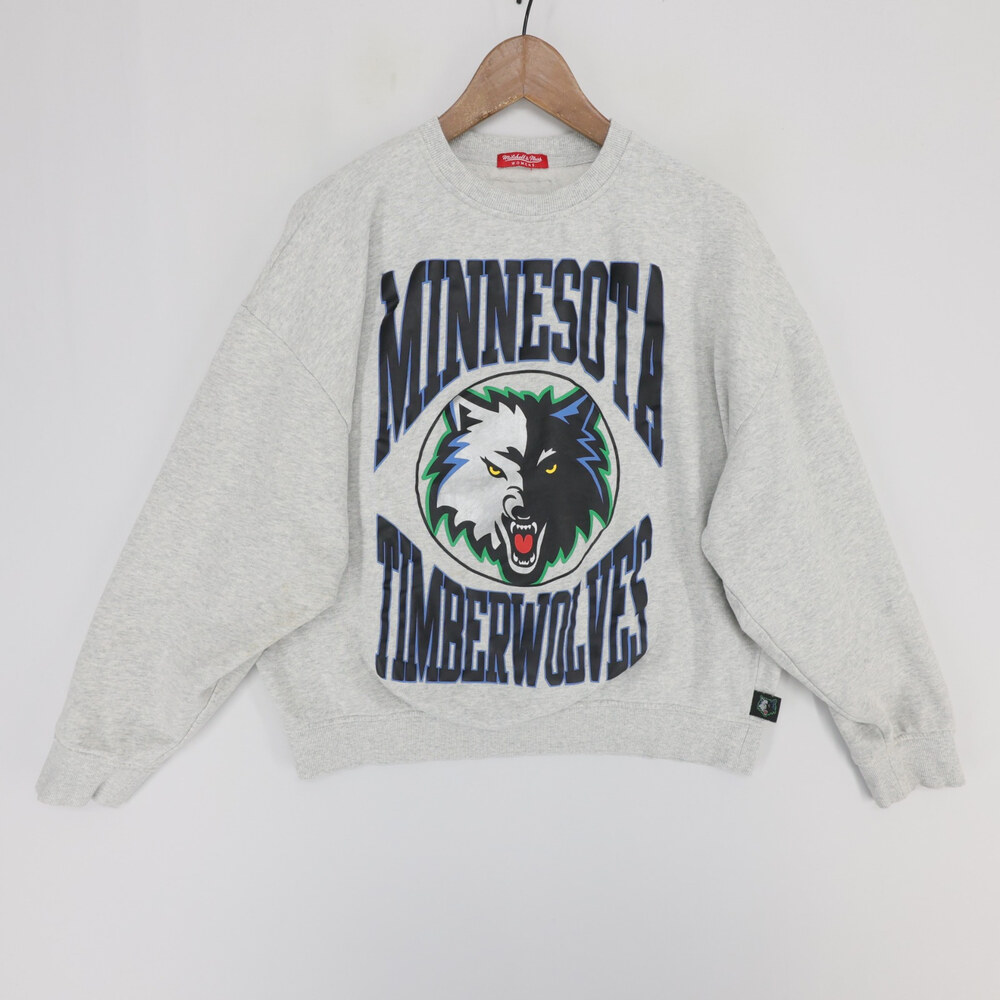 Minnesota Timberwolves Sweatshirt Women OS Gray Heather Crewneck Mitchell & Ness